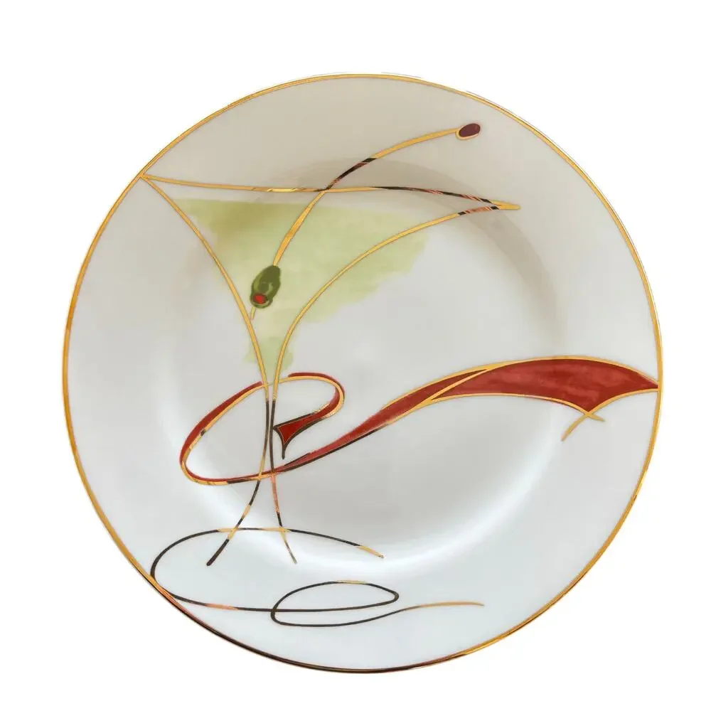 Vintage Pier 1 ceramic canapé plates with matching cocktail napkins set of 4